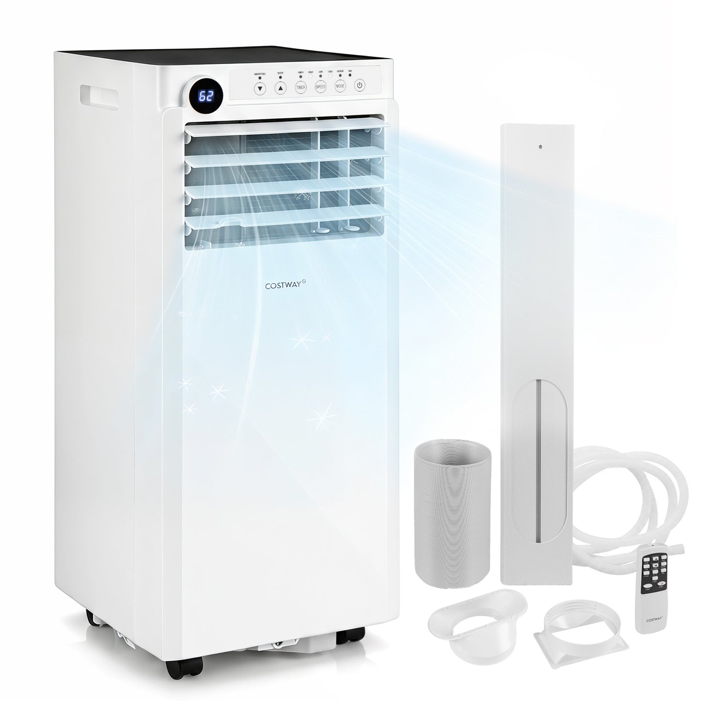 Costway 9000BTU Mobiele Airconditioner 4-in-1 Draagbare Luchtkoeler met Luchtontvochtiger Ventilator Slaapstand