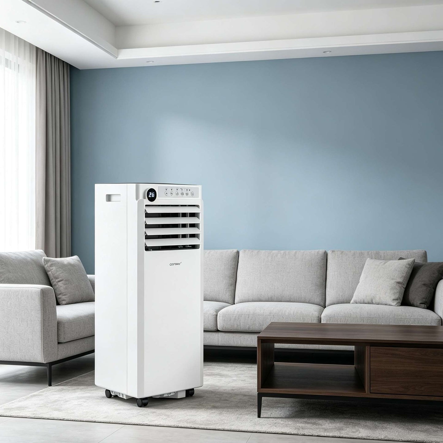 Costway 9000BTU Mobiele Airconditioner 4-in-1 Draagbare Luchtkoeler met Luchtontvochtiger Ventilator Slaapstand