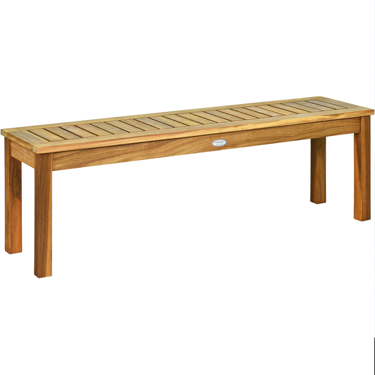 Costway Acaciahout Buiten Tuinbank Zonder Rugleuning Houten Bank  met Latten Zitting voor Eetkamer Ingang Zwembad Tuin Natuurlijke Teak Kleur