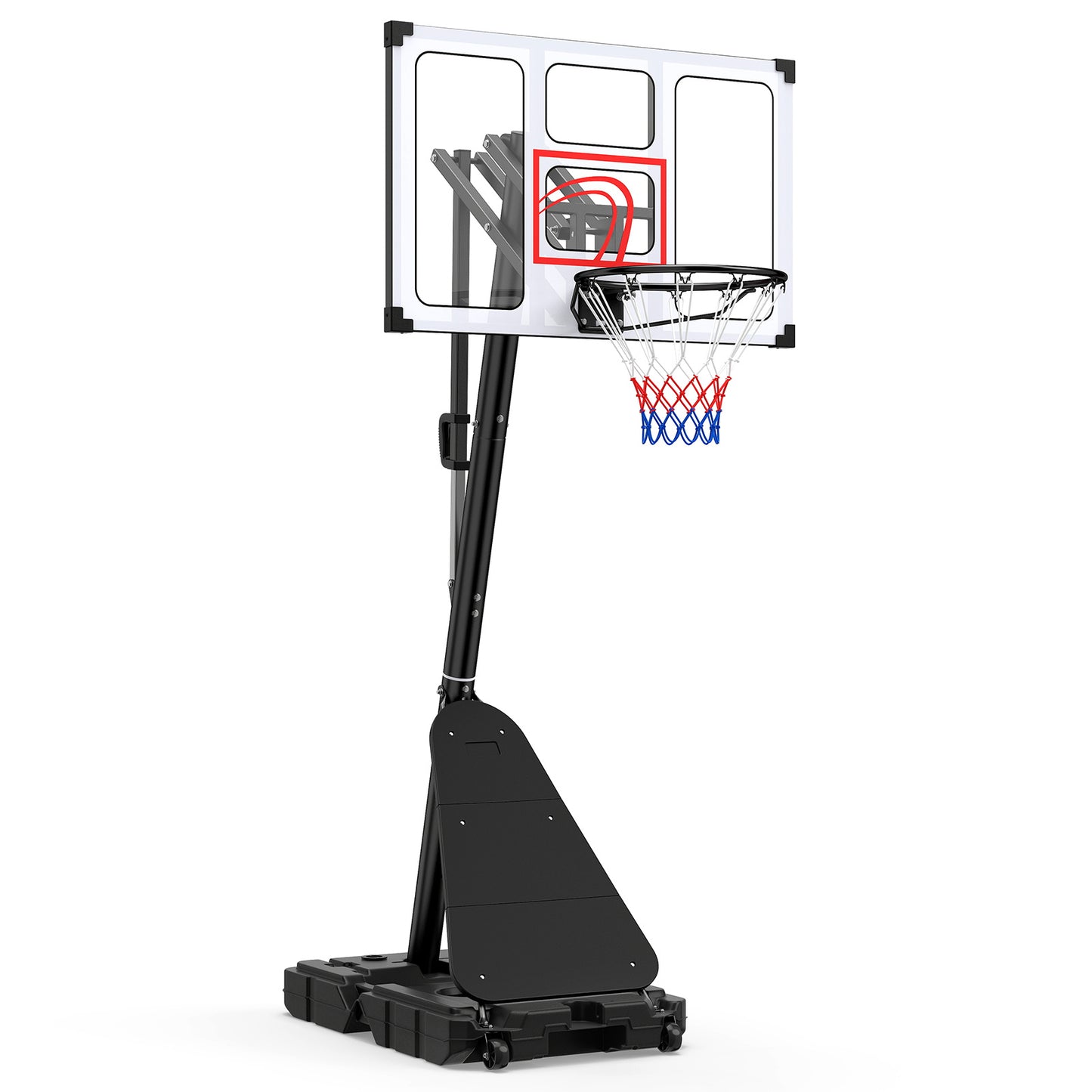Costway Basketbalring met Wielen 150-305 cm in Hoogte Verstelbare Basketbalstandaard Basketbalsysteem