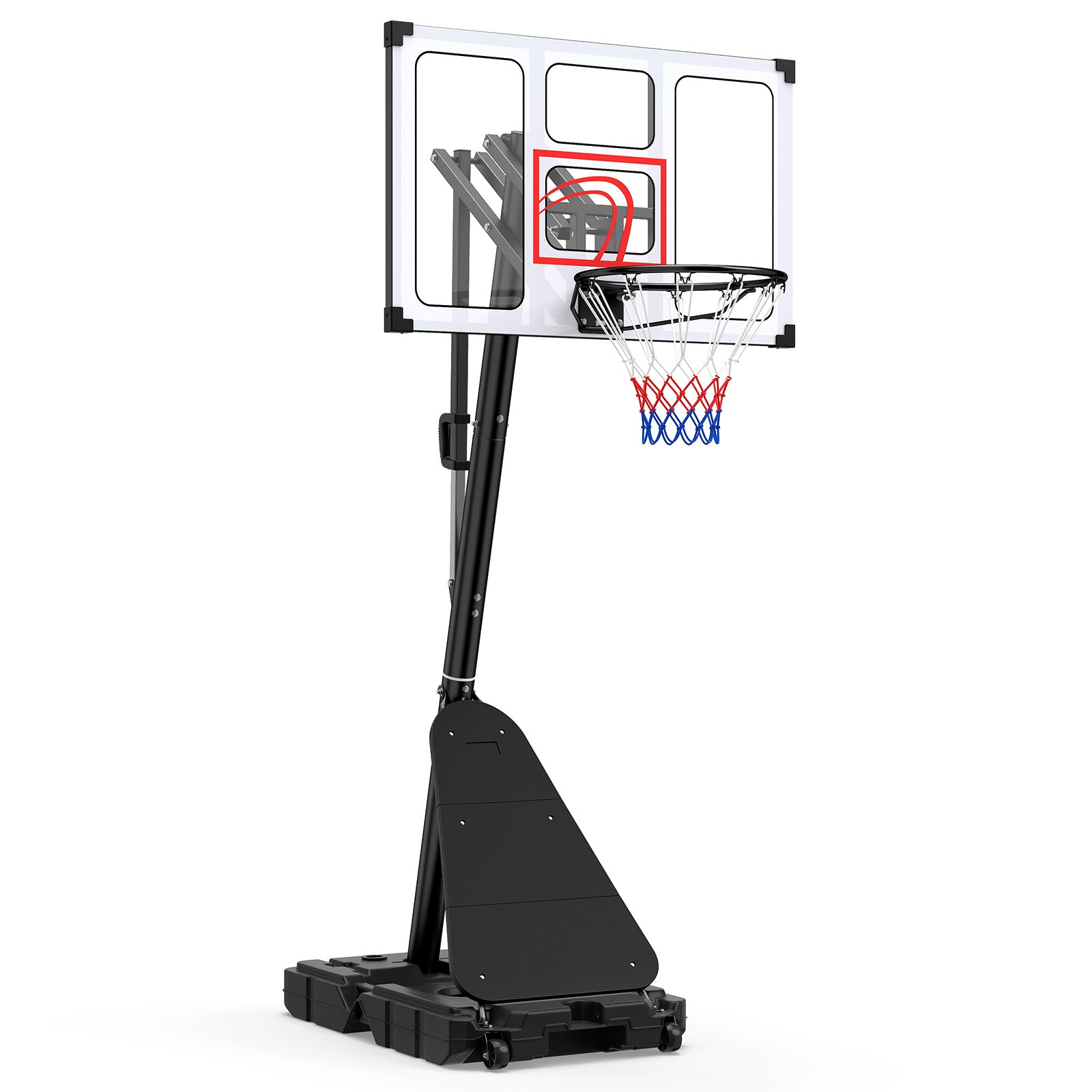 Costway Basketbalring met Wielen 150-305 cm in Hoogte Verstelbare Basketbalstandaard Basketbalsysteem