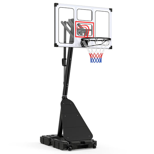 Costway Basketbalring met Wielen 150-305 cm in Hoogte Verstelbare Basketbalstandaard Basketbalsysteem