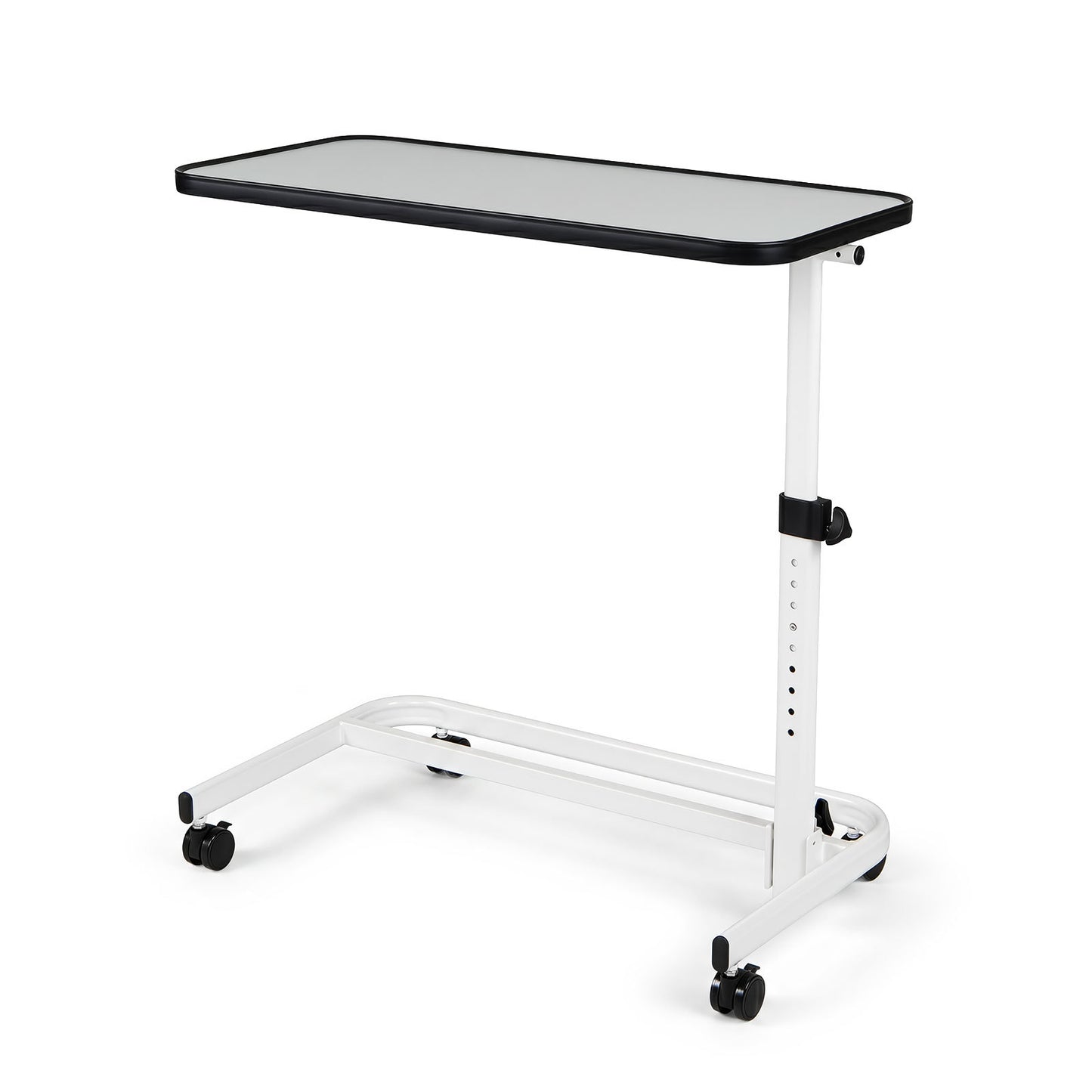 Costway Bedtafel op Wieltjes Verrijdbaar Bijzettafeltje in C-vorm in Hoogte Verstelbaar van 73 tot 93 cm Kantelbaar Tafelblad Wit