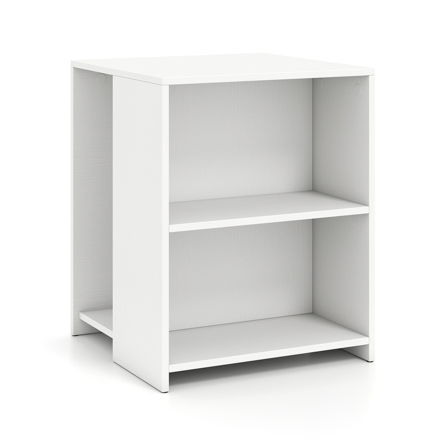 Costway Bijzettafel van Hout Vierkante Salontafel met 3 Open Opbergvakken Multifunctionele Woonkamer Tafel Wit