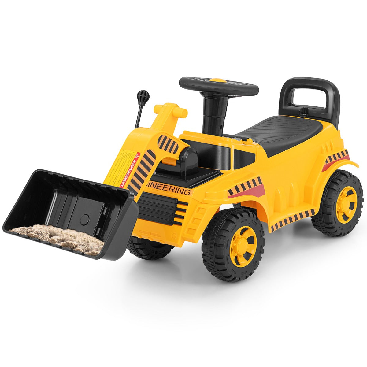 Costway Bulldozer Graafmachine met Verstelbare Bak Motorgeluid en Anti-Kantelblok Bouwvoertuig voor Kinderen van 19 tot 36 Maanden