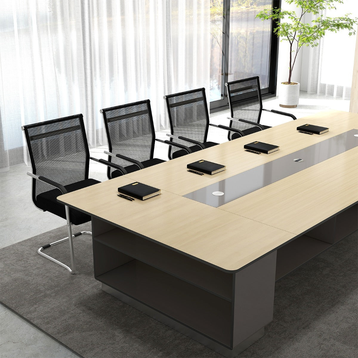 Costway Conferentiestoelen set van 2 Stapelbaar Cantilever Stoelen Schommelstoelen Bureaustoelen voor Kantoor Vergaderruimte Werkkamer Zwart
