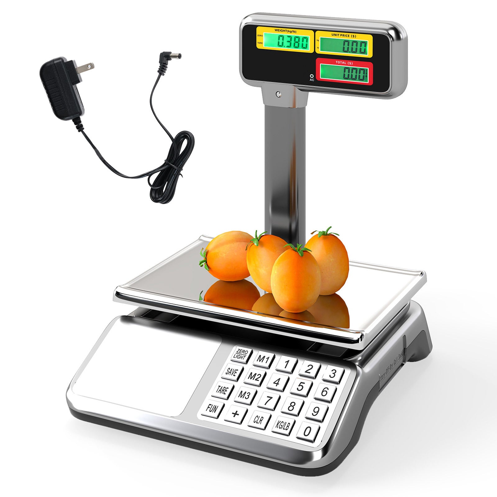 Costway Controleweegschaal 40 kg/ 5 g met Dubbele Hoge Weergave Digitale Weegschaal met Tara Telfunctie en 99 Geheugenplaatsen