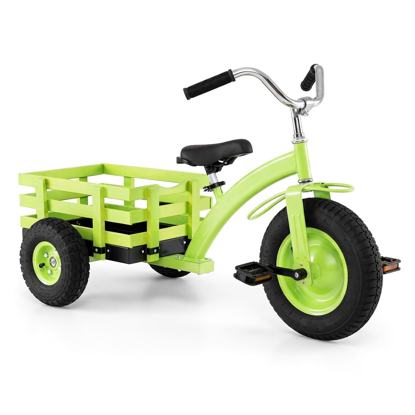 Costway Driewieler Kinderfiets met Verstelbare Zitting en Stuur Loopfiets met Schokabsorberende Rubberen Banden en Pedalen Kinderdriwiel Groen
