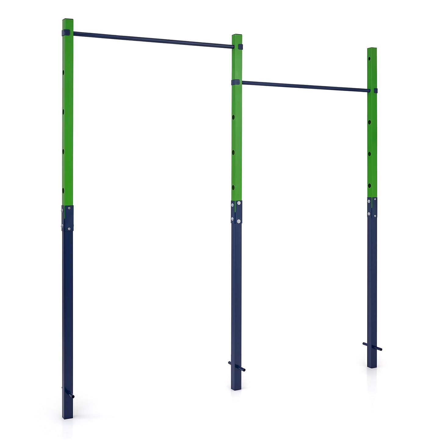 Costway Dubbele Optrekstang in Hoogte Verstelbare Rekstang 80-172 cm Dipstation van Verzinkt Staal tot 220 kg Blauw