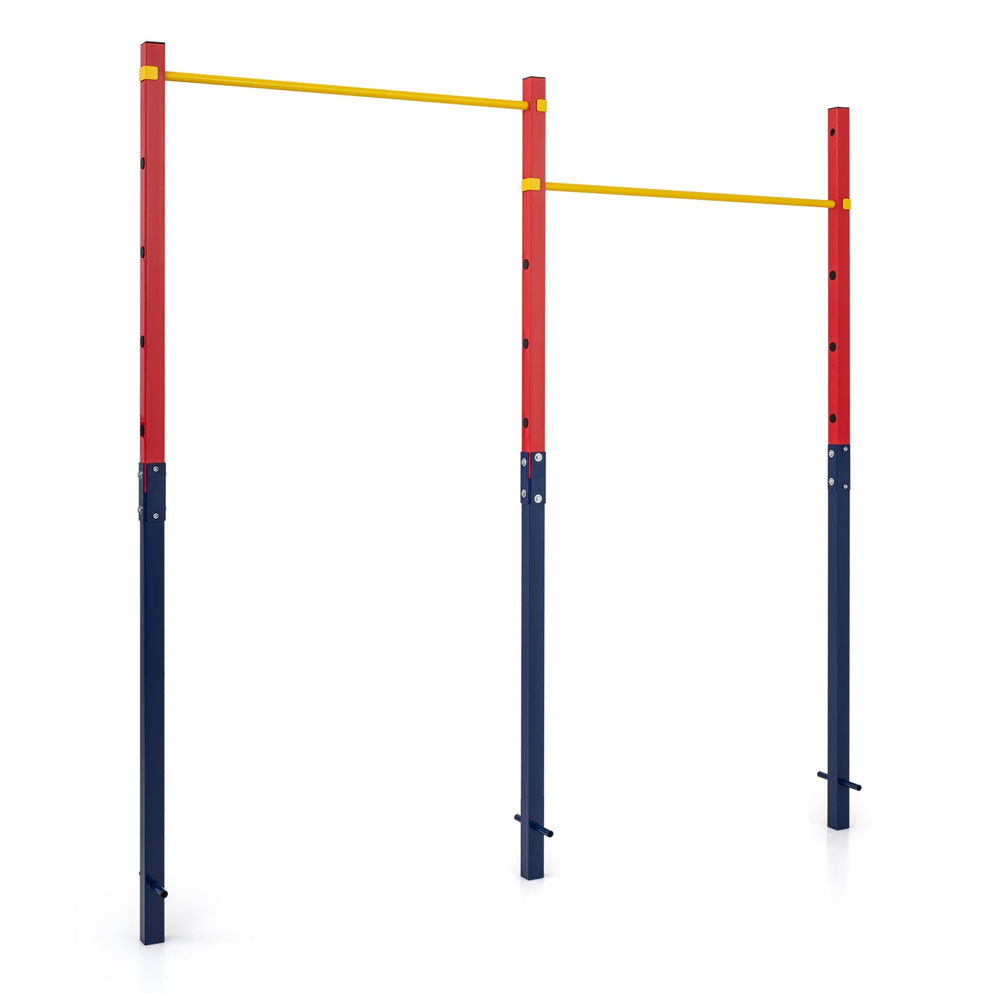 Costway Dubbele Optrekstang in Hoogte Verstelbare Rekstang 80-172 cm Dipstation van Verzinkt Staal tot 220 kg Rood