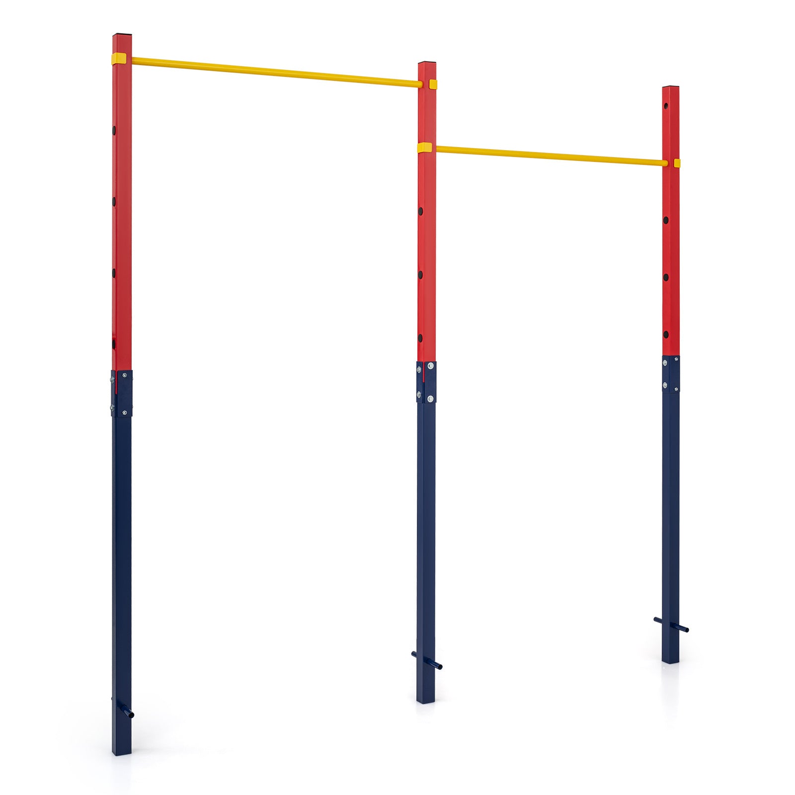 Costway Dubbele Optrekstang in Hoogte Verstelbare Rekstang 80-172 cm Dipstation van Verzinkt Staal tot 220 kg Rood
