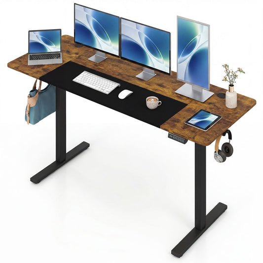 Costway Elektrisch in Hoogte Verstelbaar Bureau 160 x 60 cm Bruin