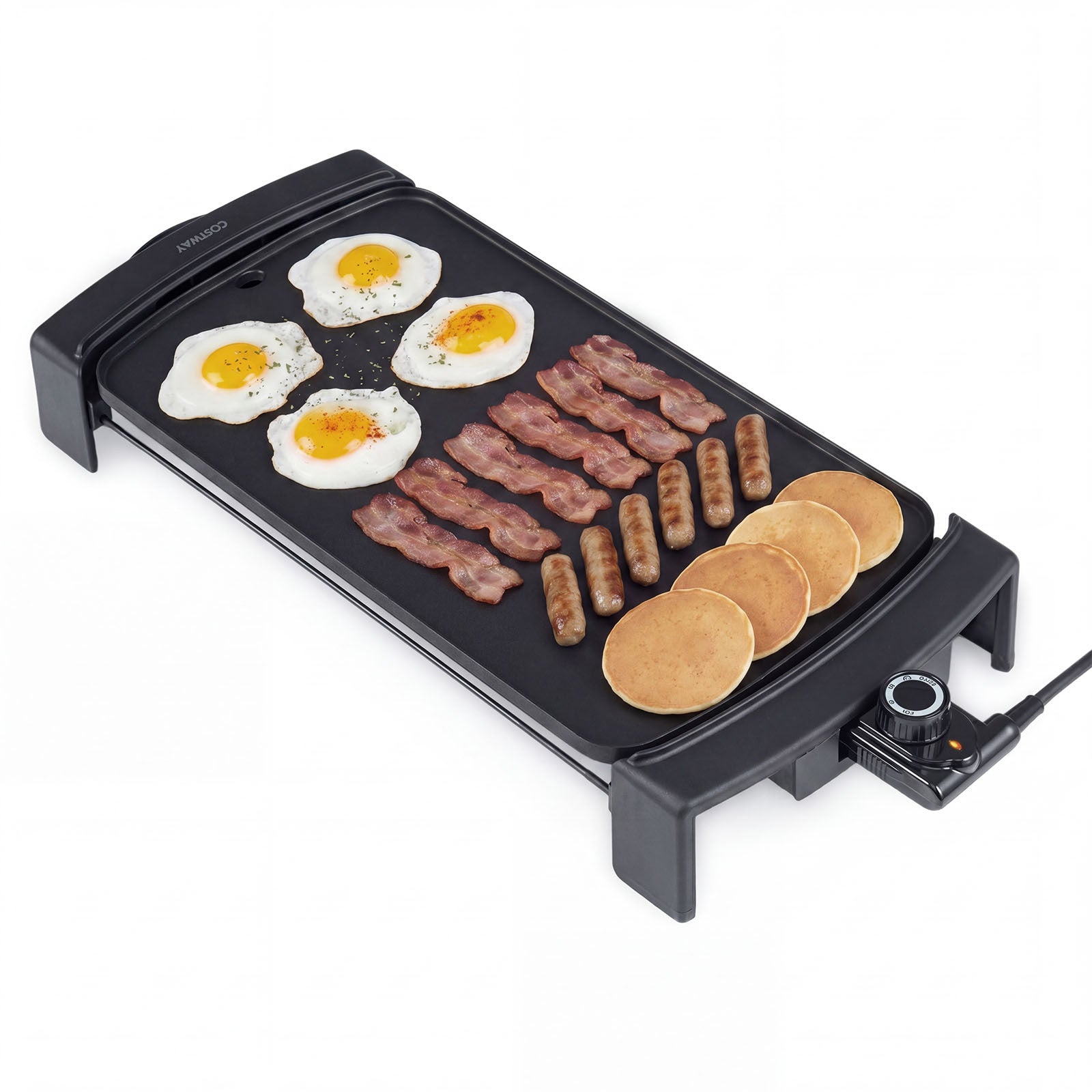 Costway Elektrische Grillplaat Tafelgrill met Antiaanbaklaag Geïntegreerde Thermostaat Teppanyaki Grill 54,5 × 25 × 8,2 cm