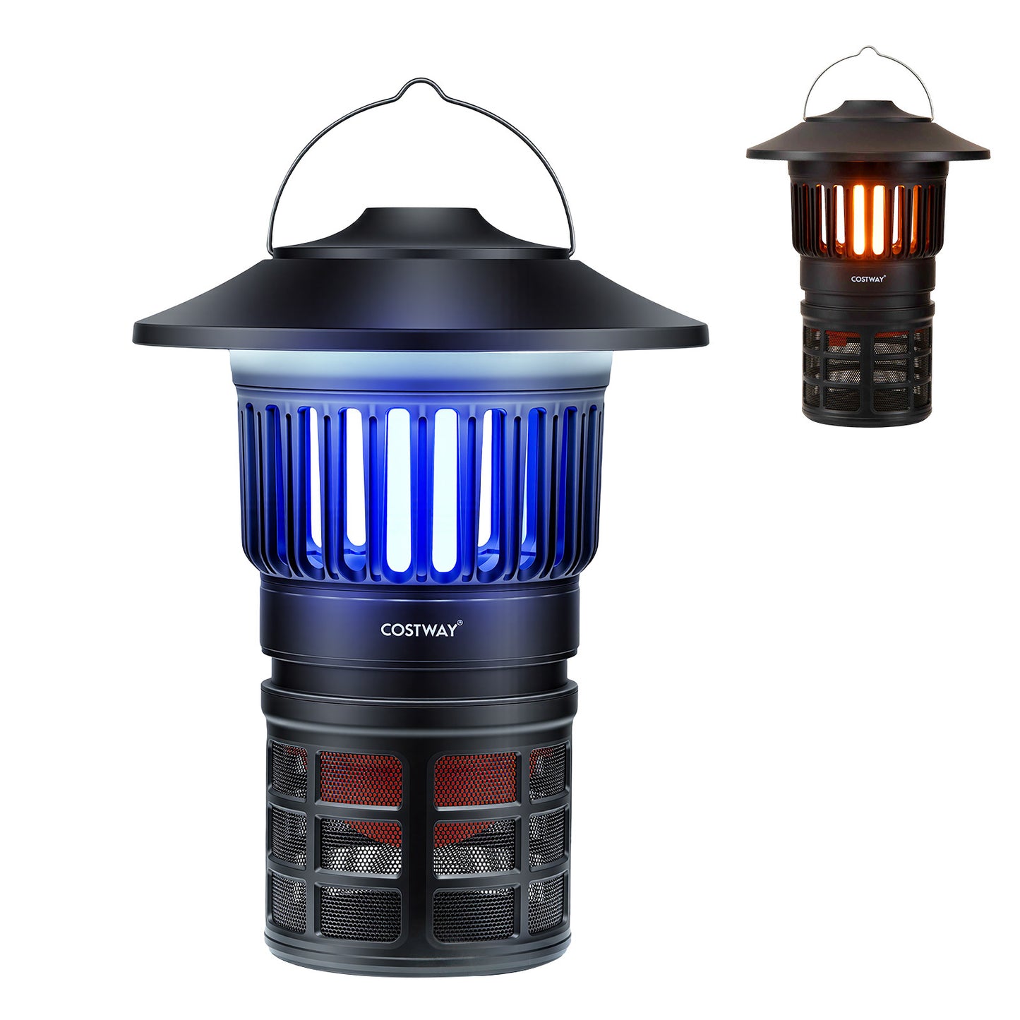 Costway Elektrische Insectenverdelger 2 in 1 Muggenlamp met LED-licht USB Oplaadbare Vliegenval Tegen