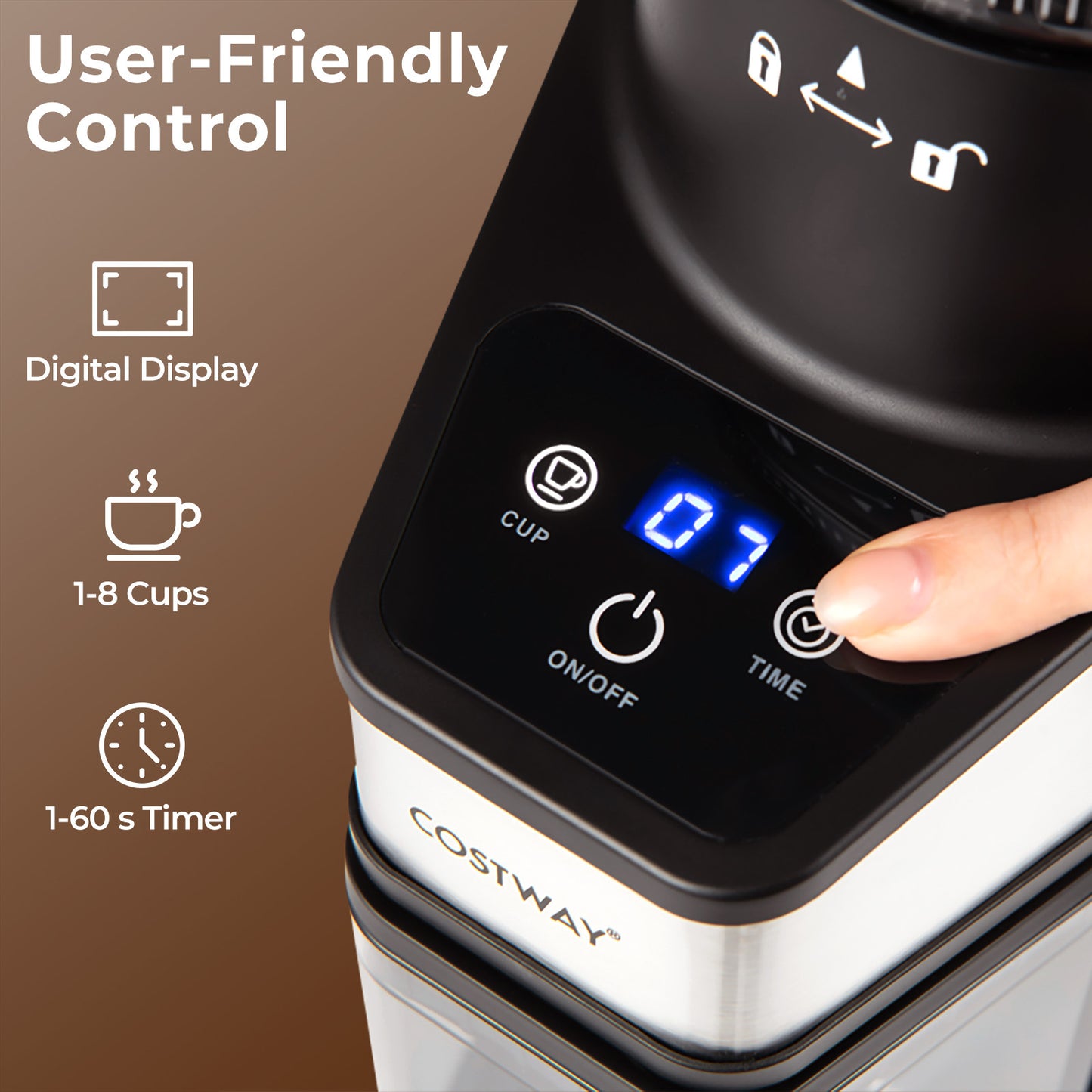 Costway Elektrische Koffiemolen met Conische Maalschijven Espressomolen met 60 Maalgraadinstellingen