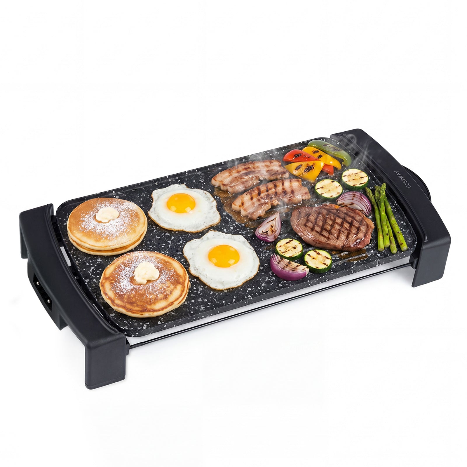 Costway Elektrogrill 2150 W Tafelgrill Elektrisch met Dubbele Zone 54,5 × 25 × 8,2 cm