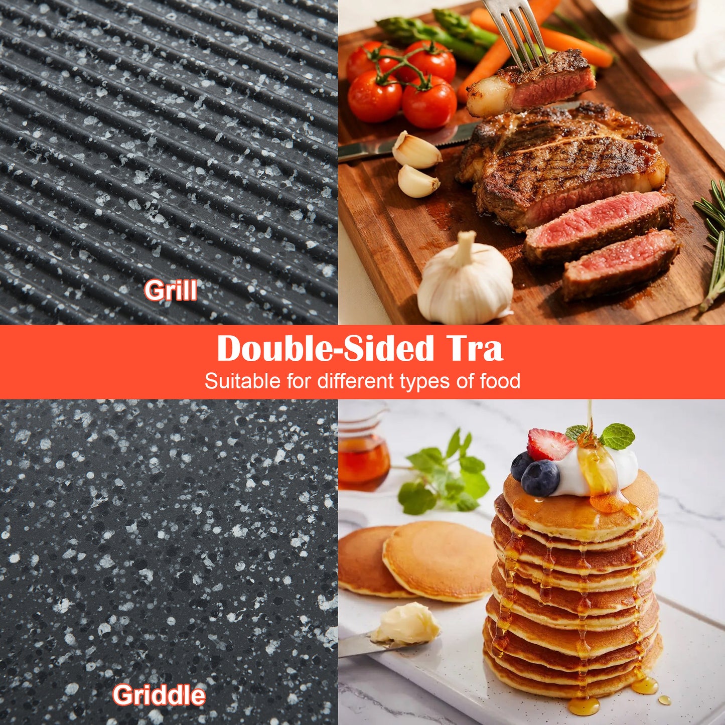 Costway Elektrogrill 2150 W Tafelgrill Elektrisch met Dubbele Zone 54,5 × 25 × 8,2 cm