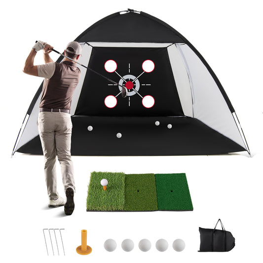 Costway Golfoefennet met Afslagmat Golfoefennet met Draagtas Slagsteun voor Binnen en Buiten
