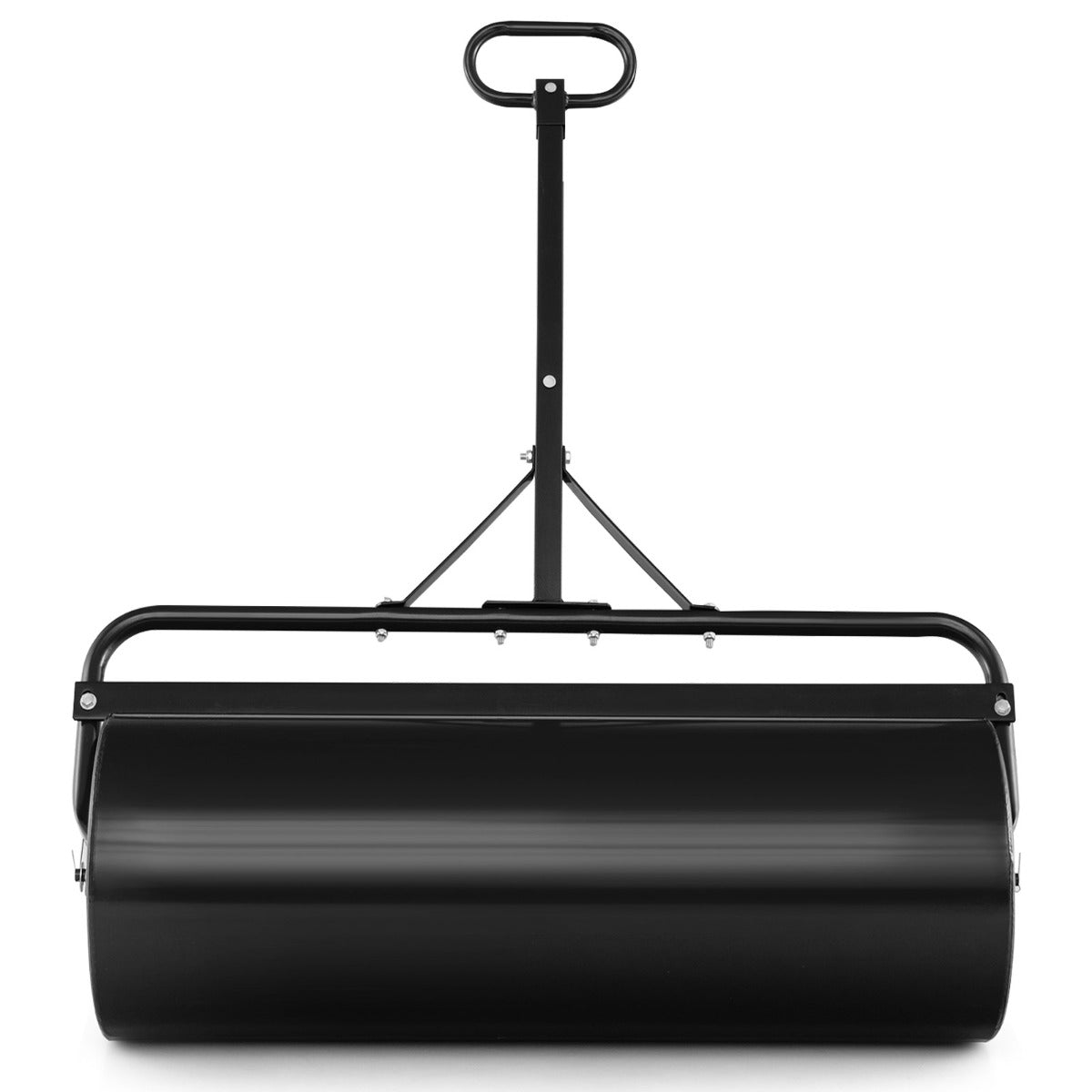 Costway Graswals Metaal 113 L Handroller met Handvat Tuinwals Ø 40 cm Vulbaar met Water/Zand Zware Trommel Graswals Trommel Zwart