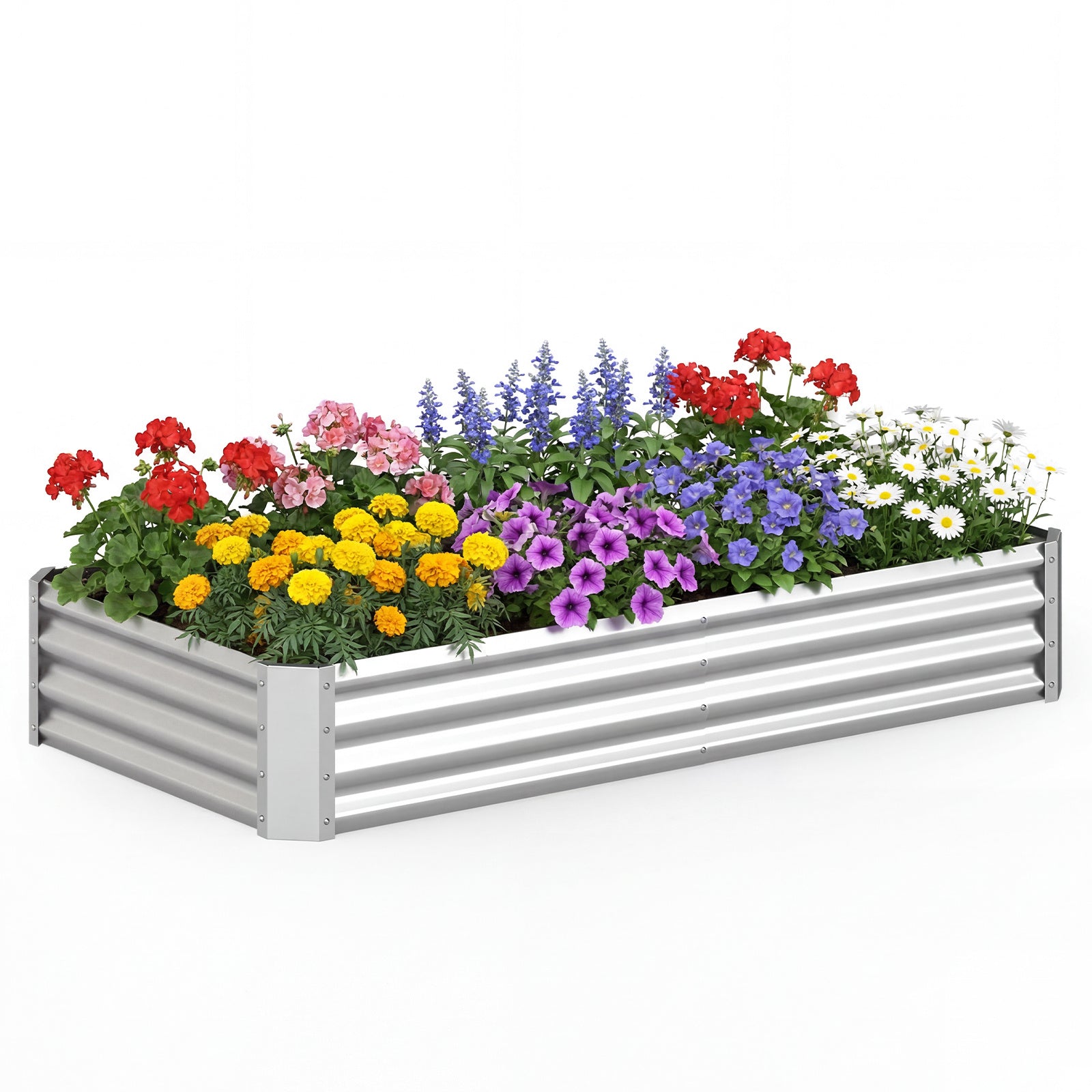 Costway Hoge Bed Metalen Rechthoekige Plantenbak van Gegalvaniseerd Plaatstaal met Open Bodem Plantenbak 179,5 x 92 x 29,5 cm