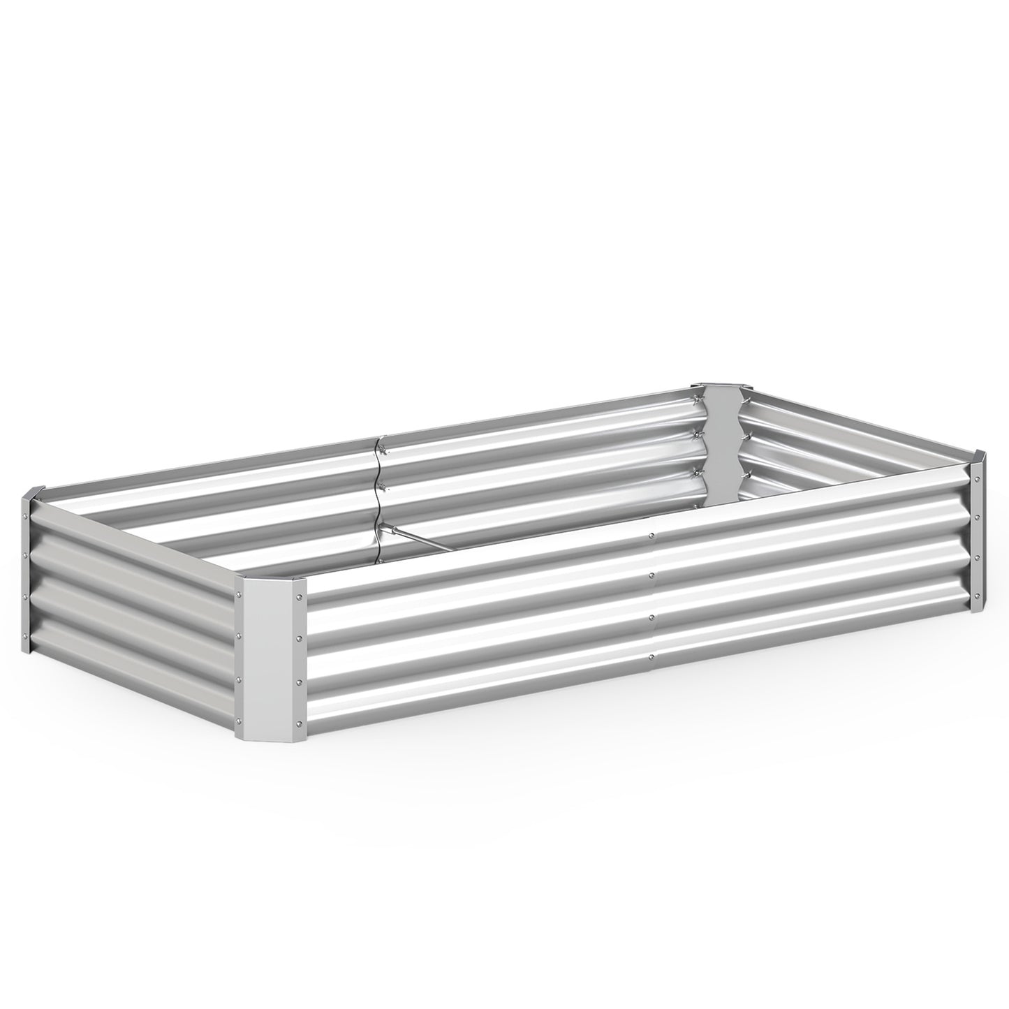 Costway Hoge Bed Metalen Rechthoekige Plantenbak van Gegalvaniseerd Plaatstaal met Open Bodem Plantenbak 179,5 x 92 x 29,5 cm