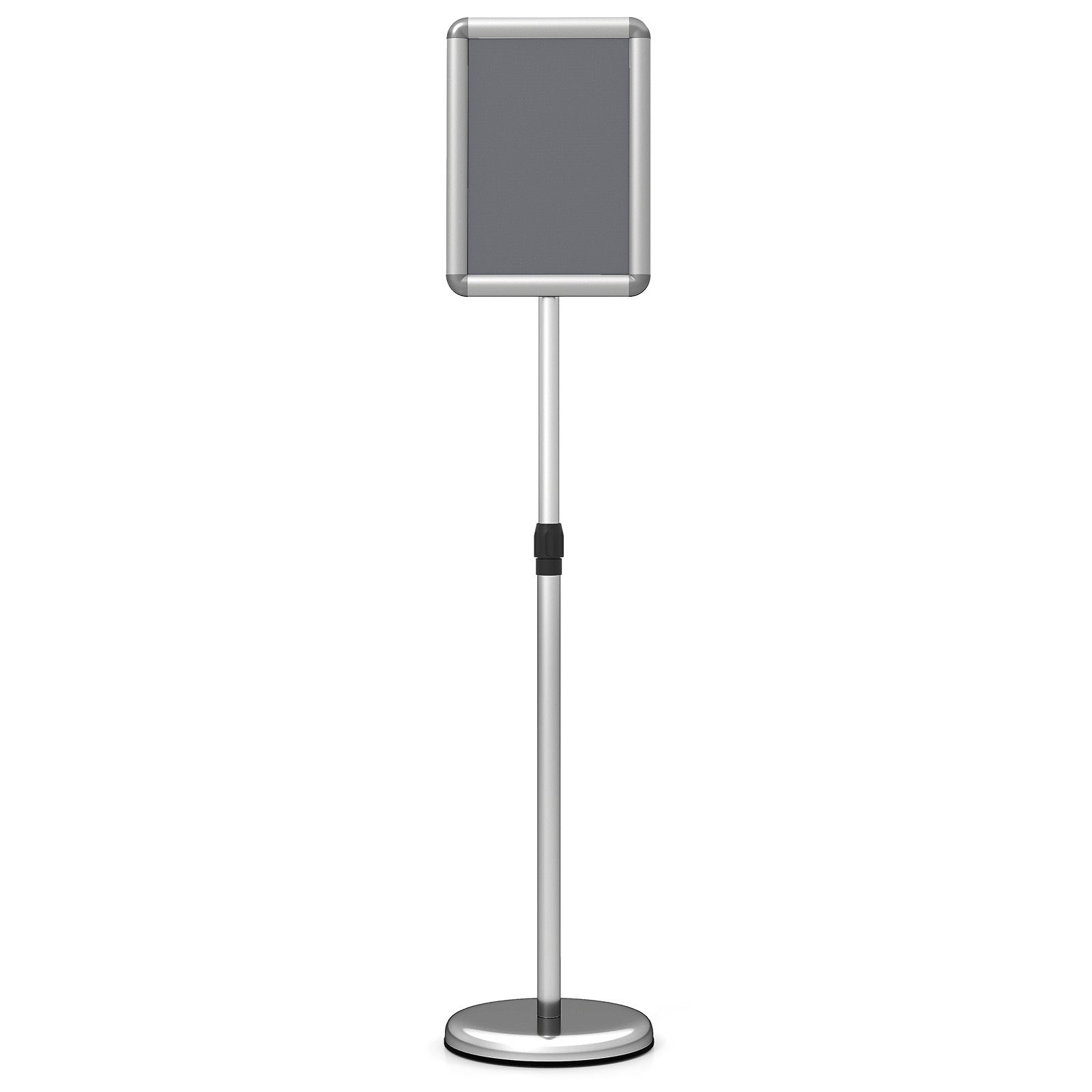 Costway Informatiehouder A4 81–131 cm in Hoogte Verstelbare Menukaartenhouder Draaibaar Posterstandaard met Vulbare Voet Zilver