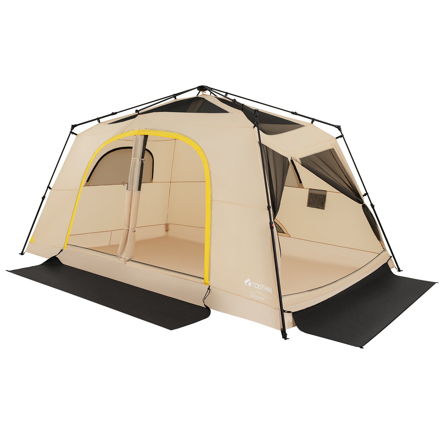 Costway Kampeertent voor 10 Personen Familietent met een Stahoogte van 200 cm Khaki