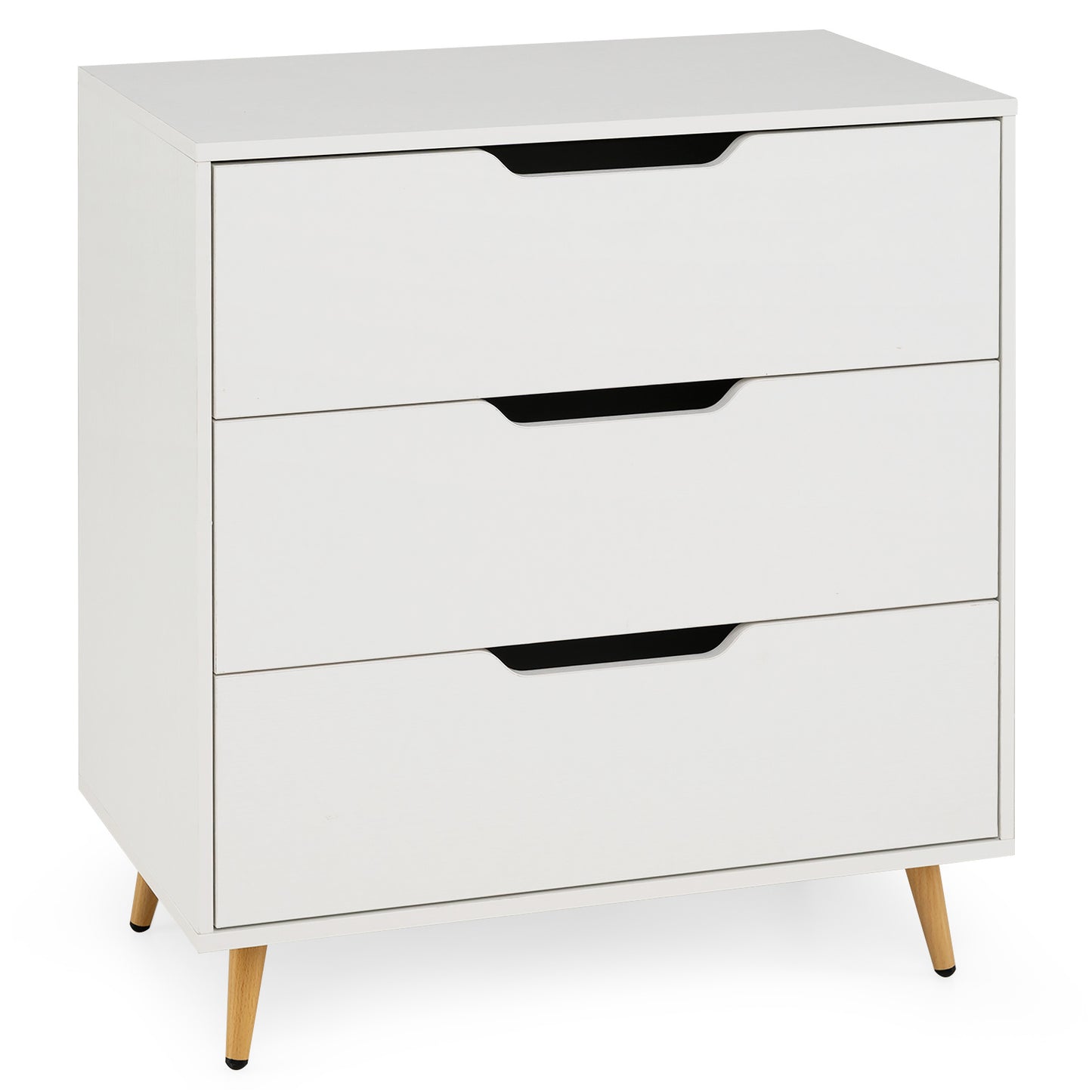 Costway Kast met 3 Lades van Hout Modern Dressoir met Conische Metalen Poten en Kantelbeveiliging Opbergkast en Nachtkastje