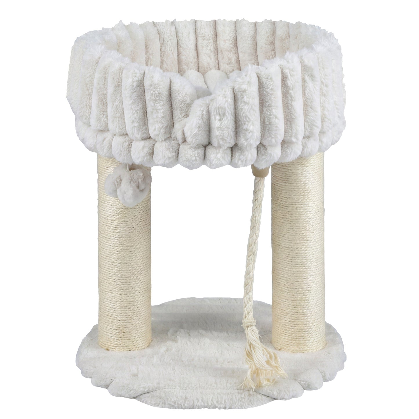 Costway Kattenboom Pluche Krabpaal met Ligplatform & Sisalstammen Klimtoren voor Katten Compacte Kattenkrabpaal 40 x 40 x 50,5 cm Beige