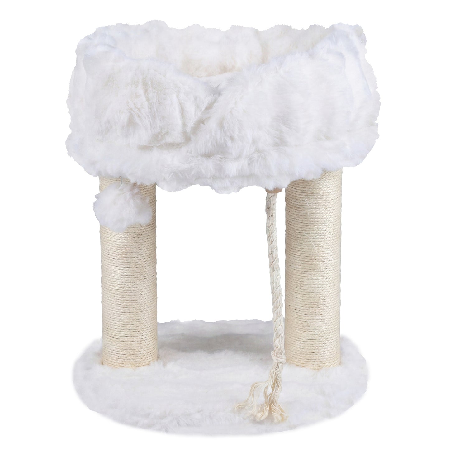 Costway Kattenboom Pluche Krabpaal met Ligplatform & Sisalstammen Klimtoren voor Katten Compacte Kattenkrabpaal 40 x 40 x 50,5 cm Wit
