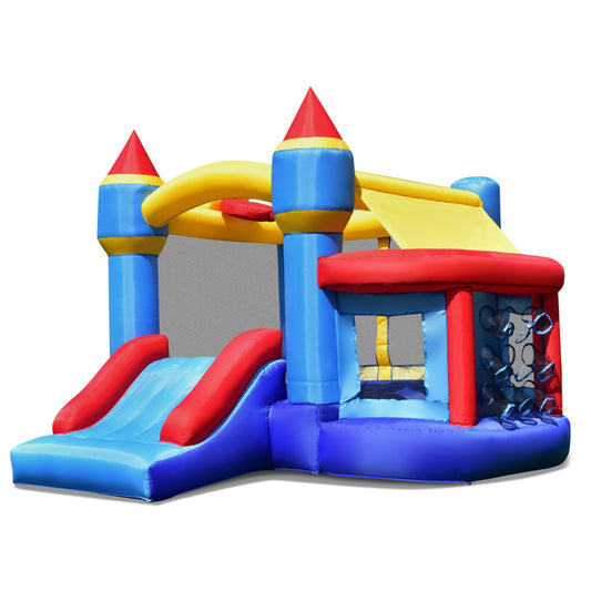 Costway Kids Opblaasbaar Springkasteel met Glijbaan Kinder Springkussen 270 x 240 x 196 cm Blauw + Geel + Rood