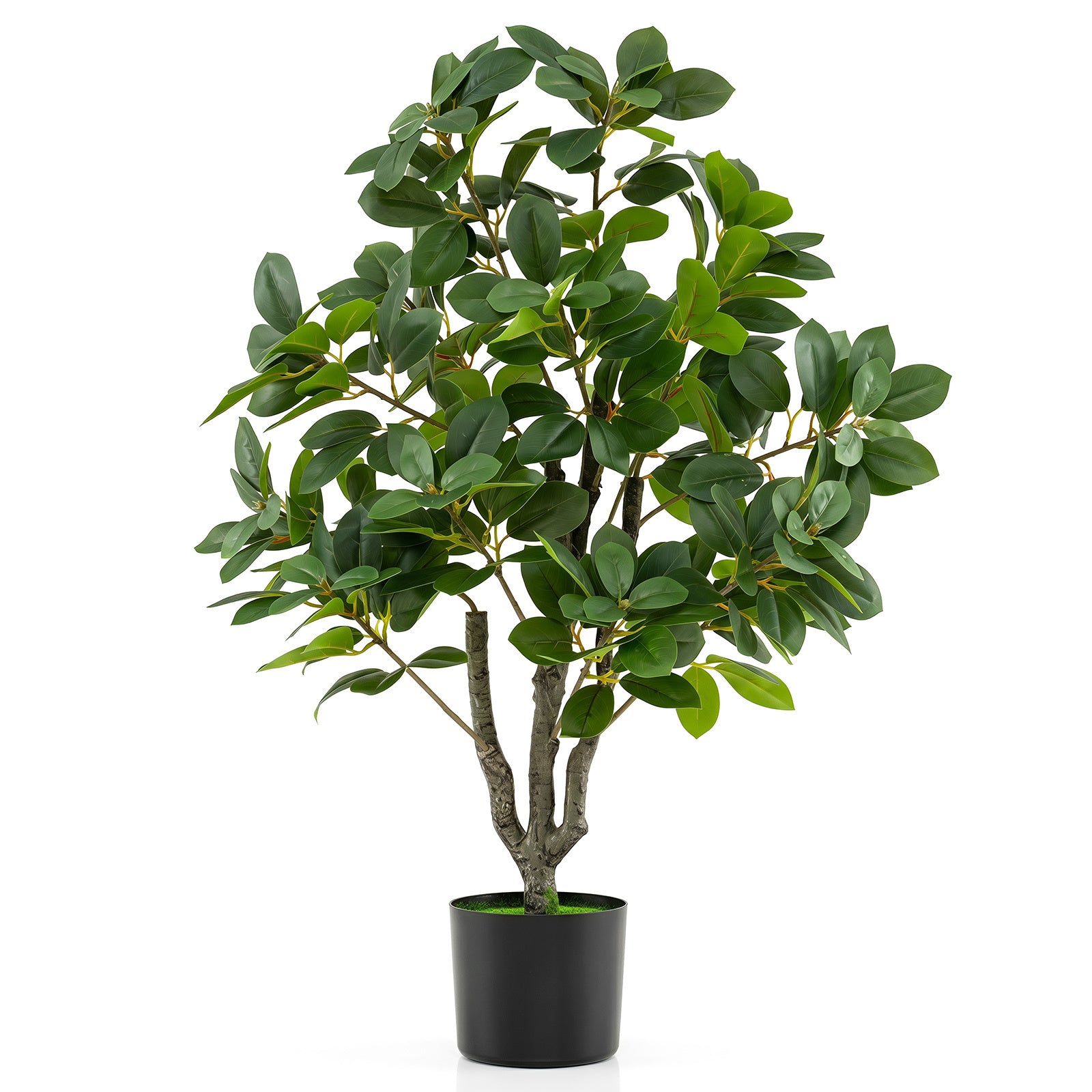 Costway Kunstboom Realistische Kunstplant met 14 Weelderige Takken Stevige Cementpot Kunstmatige Kamerplant Zoals Echt in Pot Decoratieplant voor Woonkamer Kantoor Entreegebied