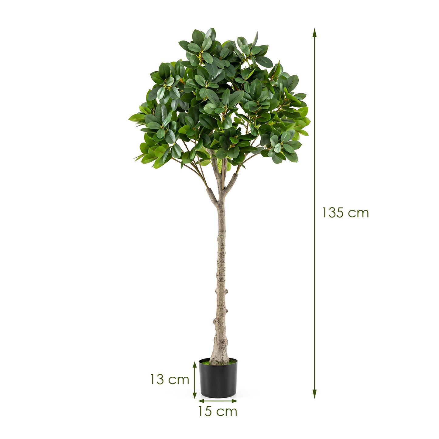 Costway Kunstboom Realistische Kunstplant met 25 Weelderige Takken Stevige Cementpot Kunstmatige kamerplant Als Echt in Pot Decoratieplant voor Woonkamer Kantoor Entreegebied