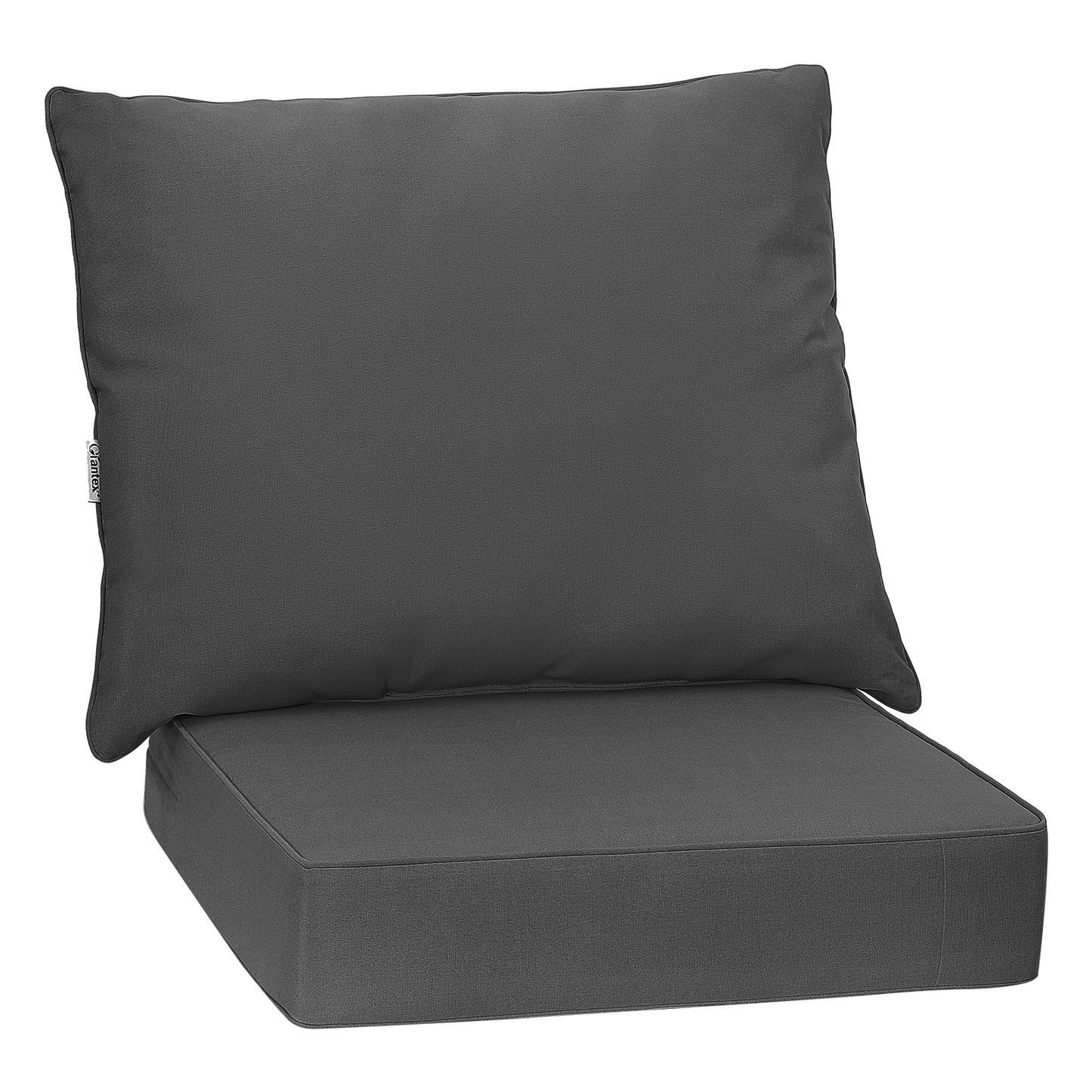 Costway Kussens voor Tuinmeubelen Zitkussen 64 x 64 x 15 cm + Rugleuning 80 x 65 x 18 cm Kussens voor Tuinstoelen Grijs