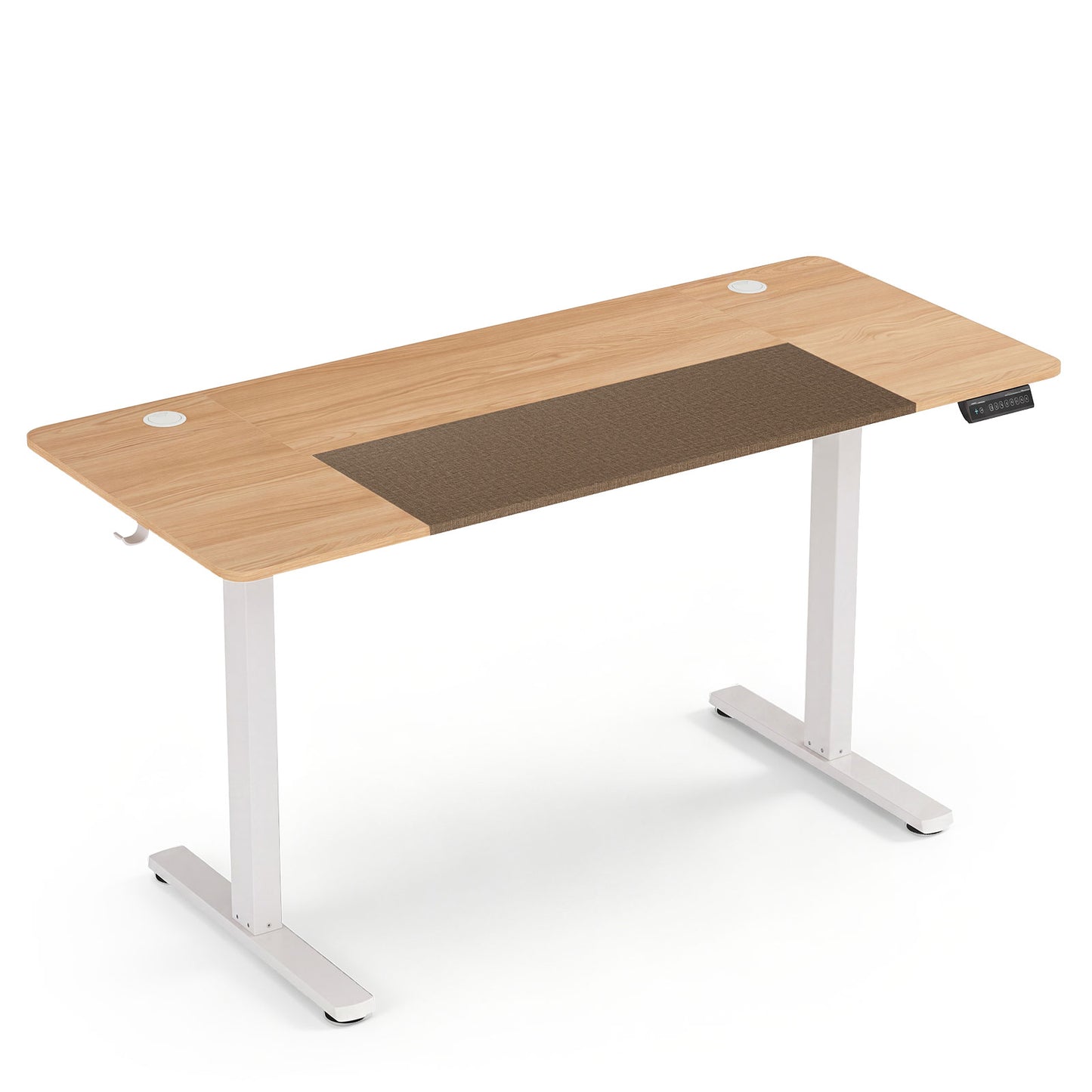 Costway Lange Verstelbare Tafel in Industriële Stijl Elektrisch in Hoogte Verstelbaar Bureau 140 x 60 cm Naturel