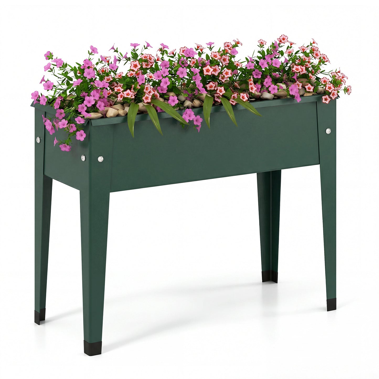 Costway Metalen Verhoogde Plantenbak tot 20 kg 60 x 27 x 45 cm Plantenbak met Afwateringsgaten Groen