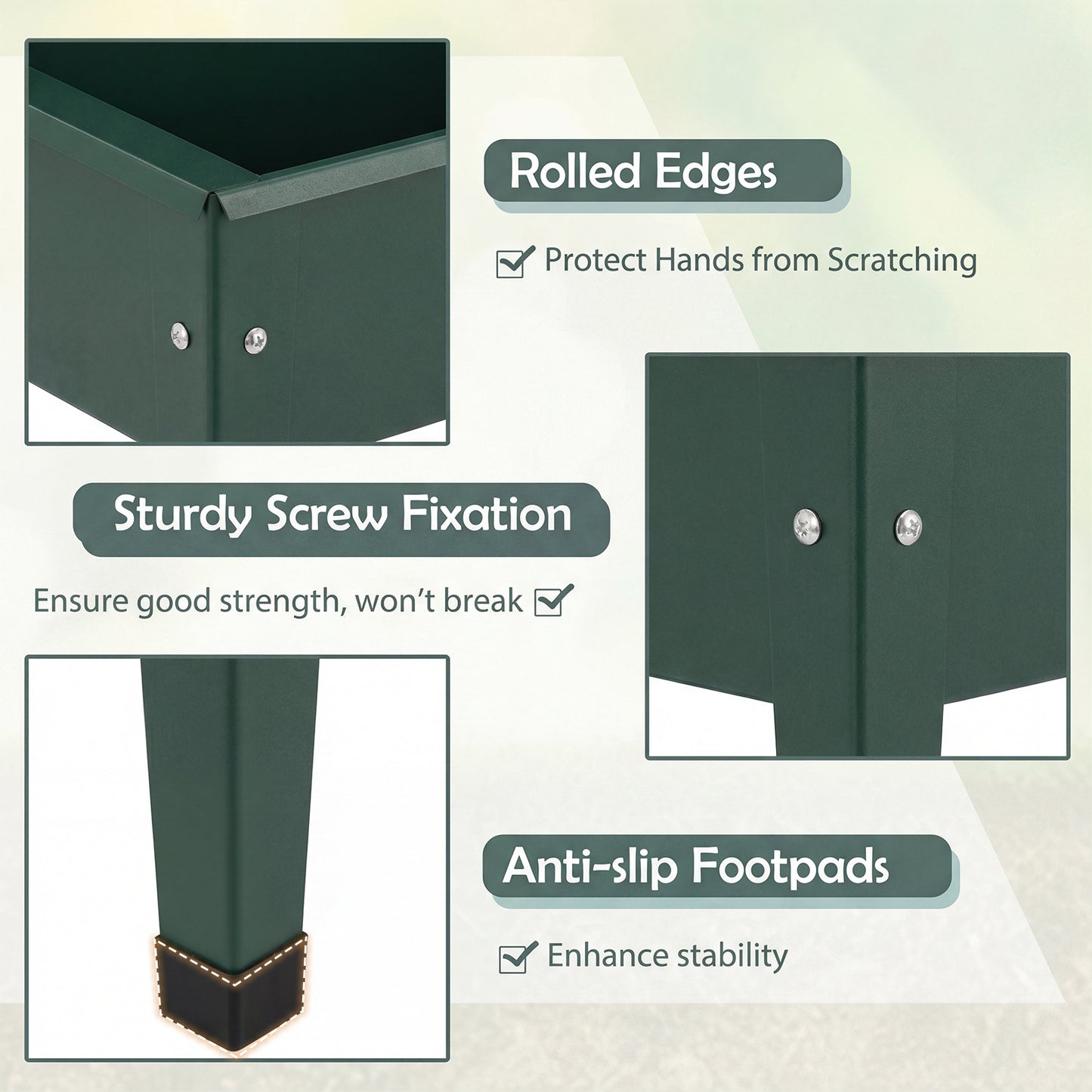 Costway Metalen Verhoogde Plantenbak tot 20 kg 60 x 27 x 45 cm Plantenbak met Afwateringsgaten Groen