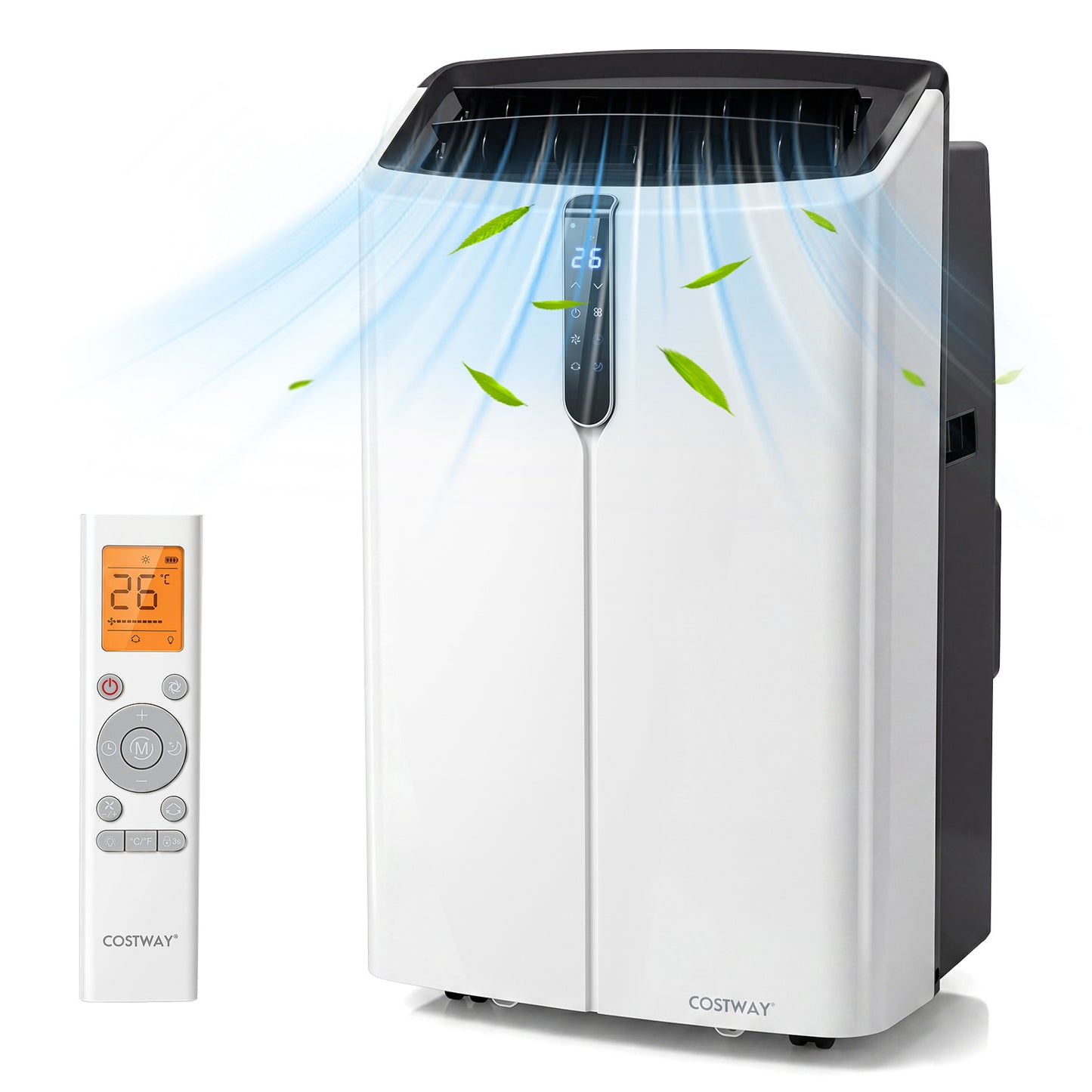 Costway Mobiele Airconditioner 12000 BTU met Koeling Verwarming Ontvochtiging Ventilator en Slaapstand