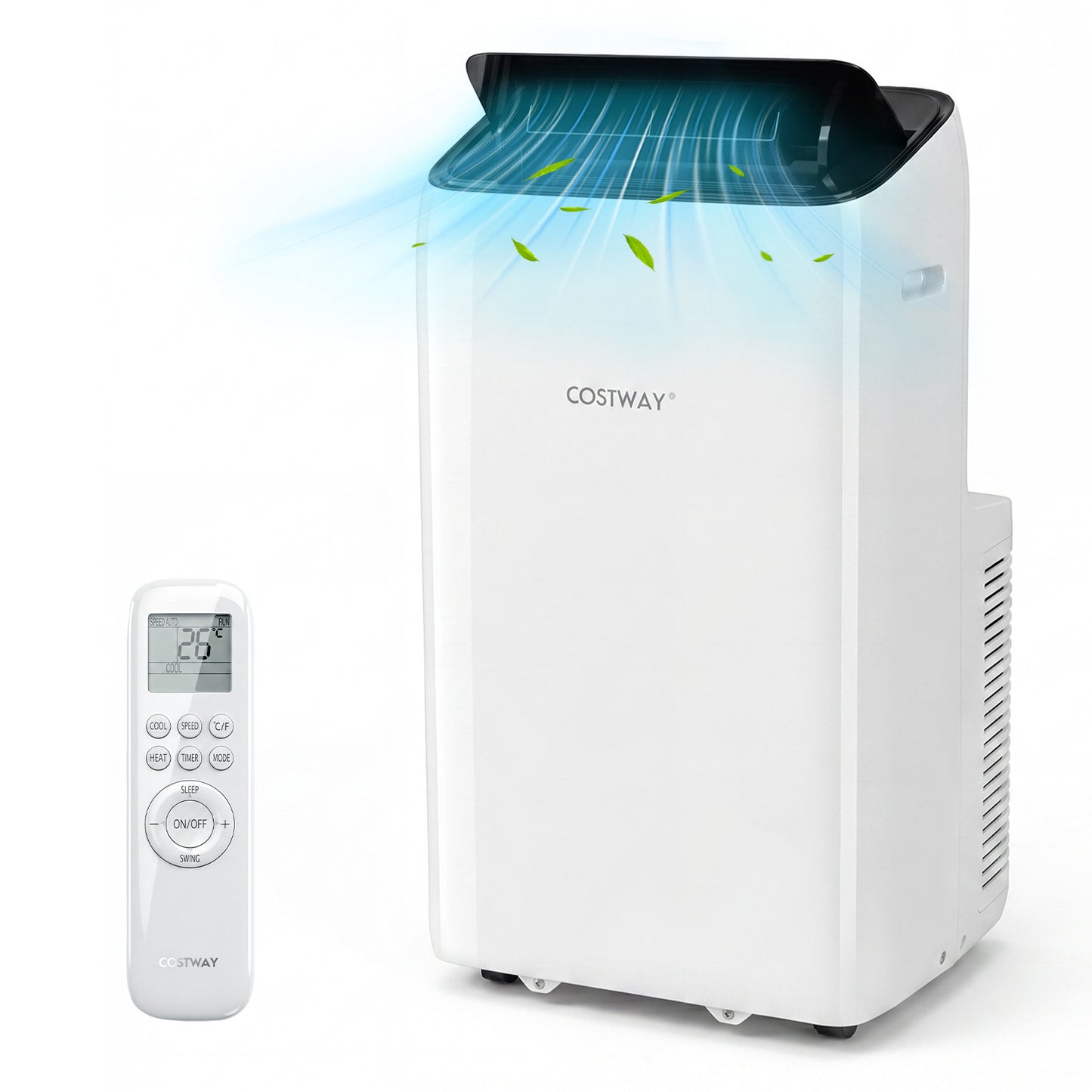 Costway Mobiele Airconditioner met Afvoerslang 12.000 BTU 5-in-1-airconditioner met Koelen Verwarmen Ontvochtigen Ventilator en Slaapstand