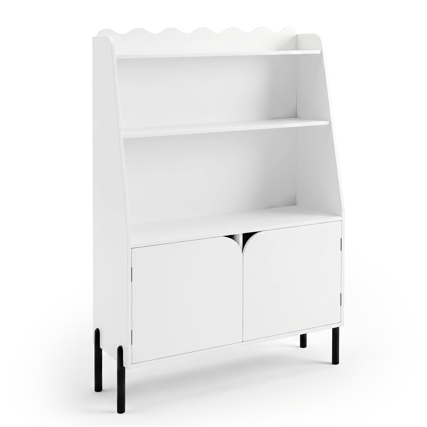 Costway Montessori Kinderrek met 3 Open Vakken en 2 Deuren 80x30x121 cm