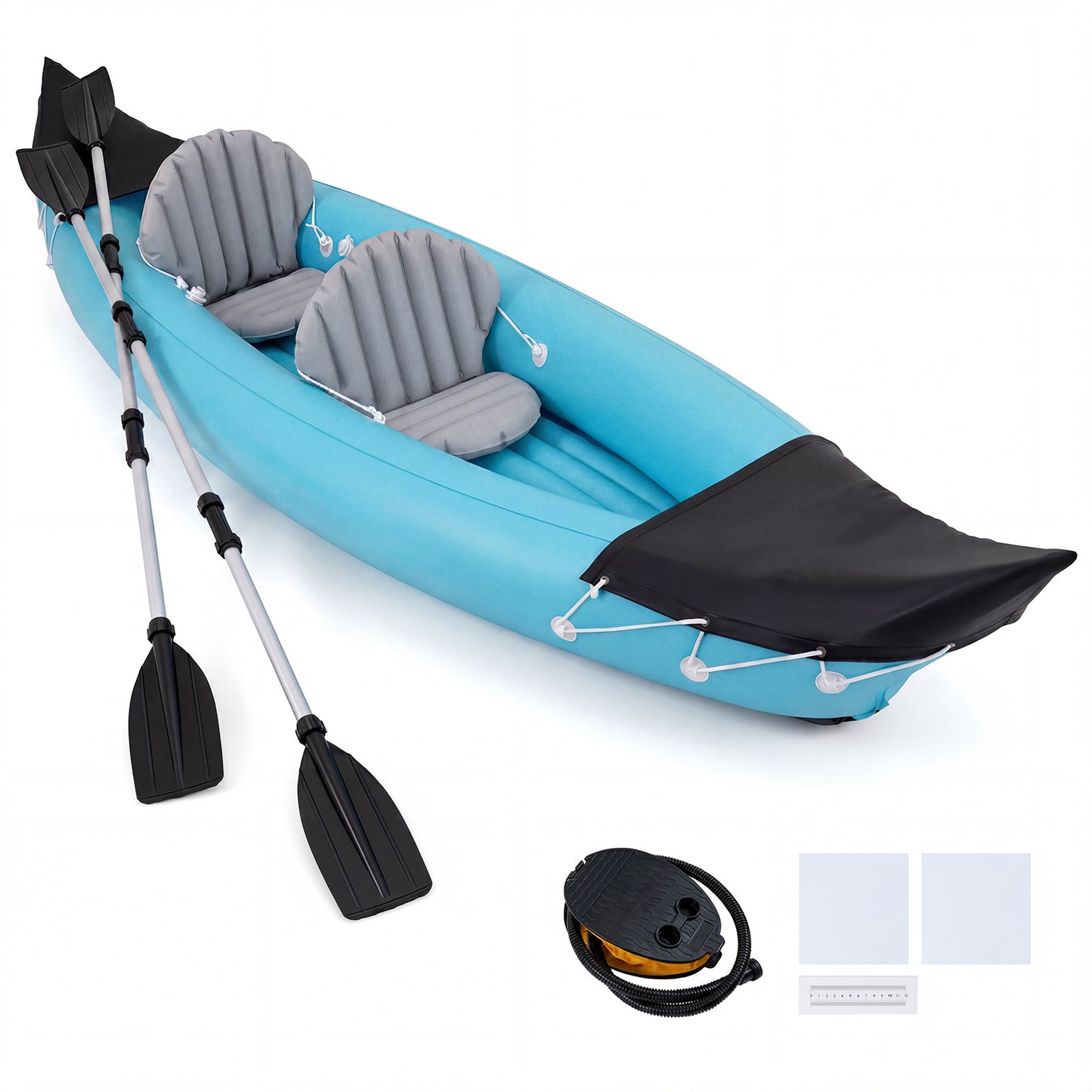 Costway Opblaasbaar Kajakset voor 2 Personen Opblaaskajak van PVC  Peddelboot Opblaasboot tot 160 kg Belastbaar 321 x 92 x 45 cm