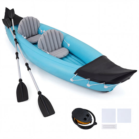 Costway Opblaasbaar Kajakset voor 2 Personen Opblaaskajak van PVC  Peddelboot Opblaasboot tot 160 kg Belastbaar 321 x 92 x 45 cm