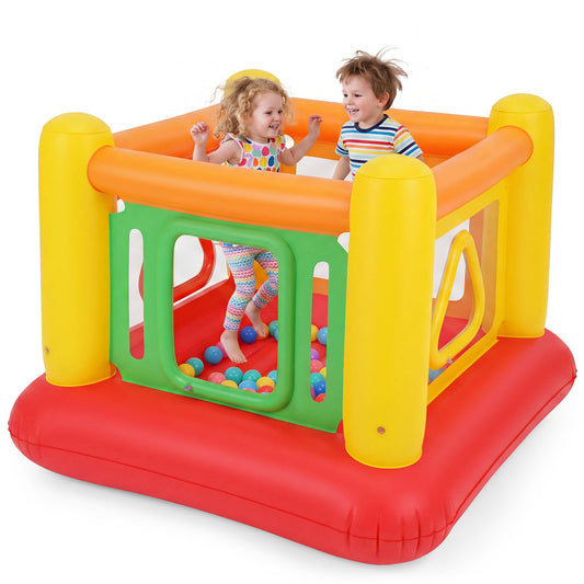 Costway Opblaasbaar springkasteel 3-in-1 Speelkasteel Trampoline met 4 Deuren en Veiligheidsnet Opblaasbare Speeltuin voor Binnen en Buiten