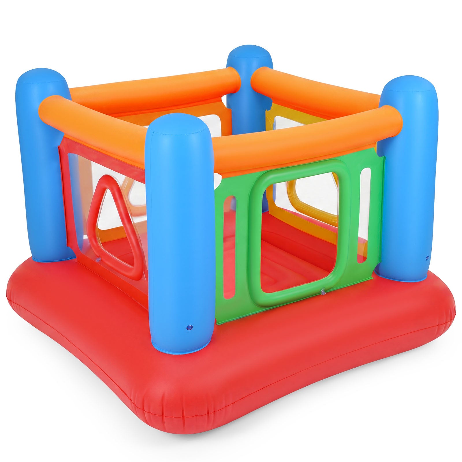 Costway Opblaasbaar Springkussen 3-in-1 Speelkasteel Trampoline met 4 Deuren en Veiligheidsnet Opblaasbare Speeltuin voor Binnen en Buiten