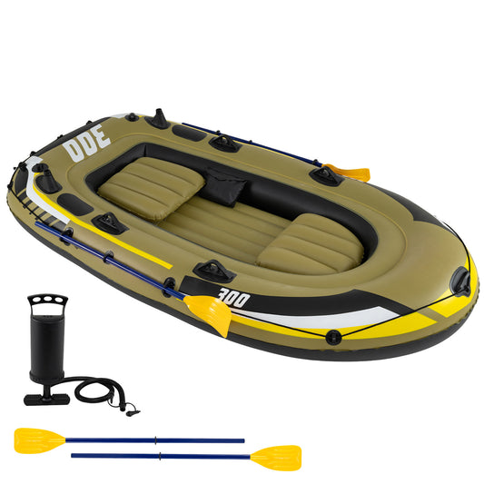 Costway Opblaasbare Rubberboot voor 2 Volwassenen & 1 Kind Vissersboot met 3 Luchtkamers Boston-ventielen