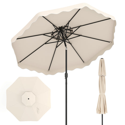 Costway Parasol van 3 x 3 m Terrasparasol met Verstelbare Hoek Stevige Metalen Stok Slinger Beige