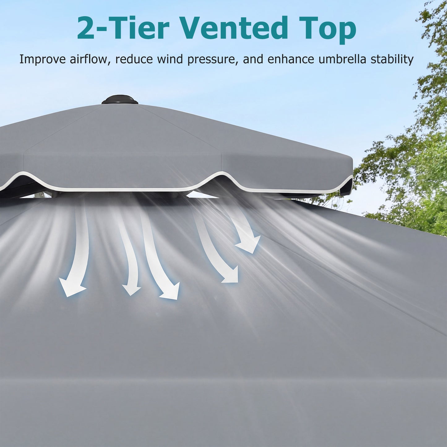 Costway Parasol van 3 x 3 m Terrasparasol met Verstelbare Hoek Stevige Metalen Stok Slinger Grijs