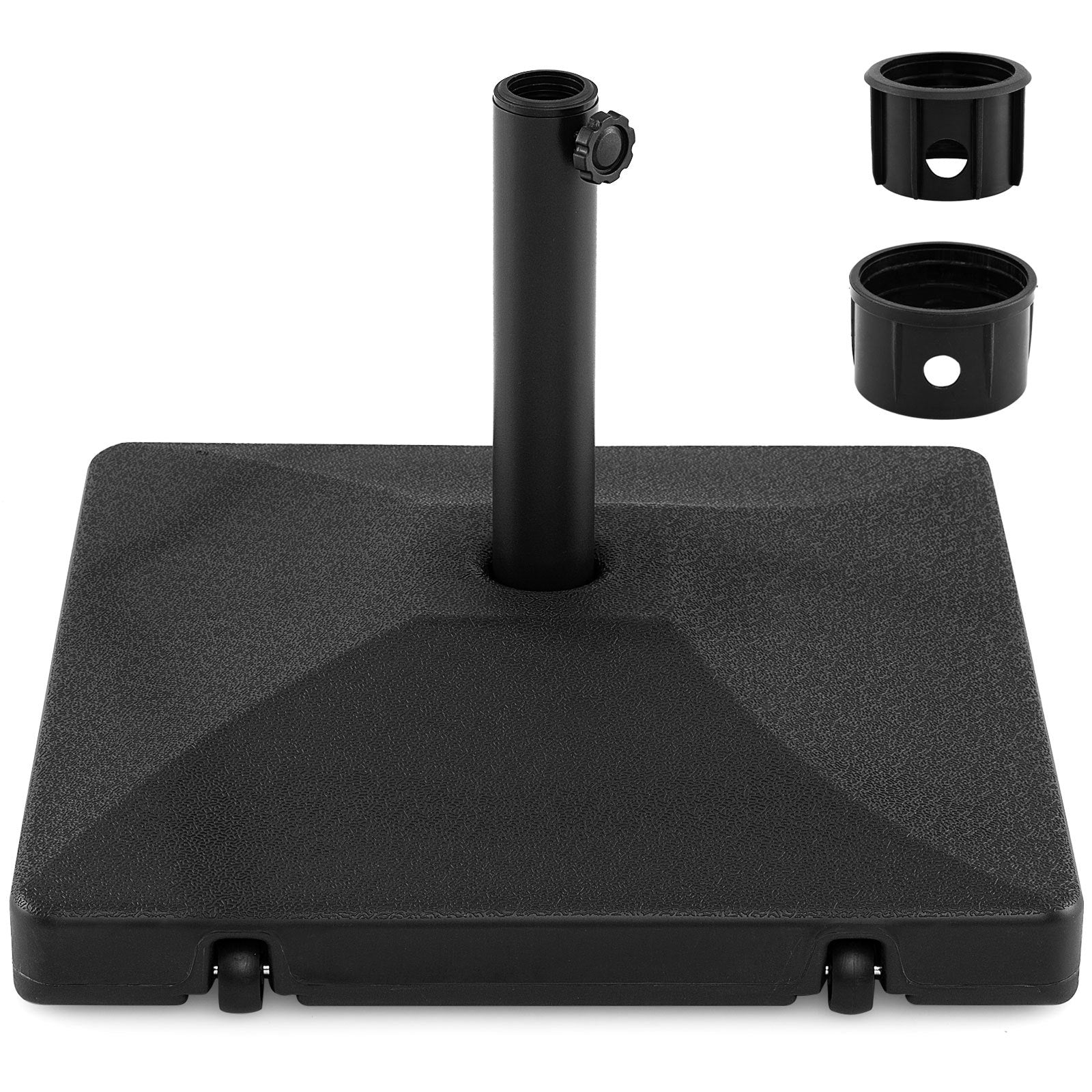 Costway Parasolstandaard met Wielen Vierkante Parasolgewicht met 2 Wielen Handvat & 2 Adapters