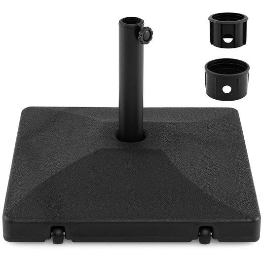 Costway Parasolstandaard met Wielen Vierkante Parasolgewicht met 2 Wielen Handvat & 2 Adapters