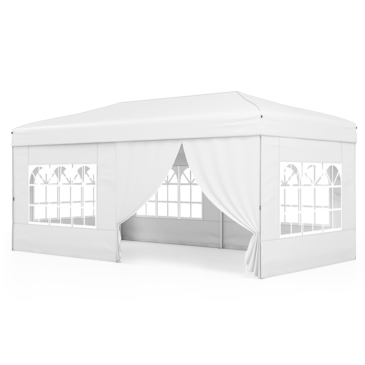 Costway Paviljoen 3x6m Pop-up Vouwpaviljoen met Metalen Frame 6 Zijwanden & 6 Zandzakken Wit